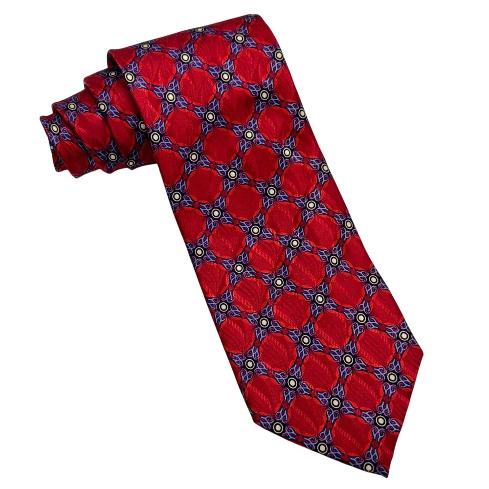 J.Z. Richards Silk Tie Mens OS Red Geometric Medallion Nordstrom Handcrafted USA